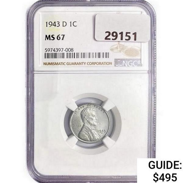 1943-D Wheat Cent NGC MS67