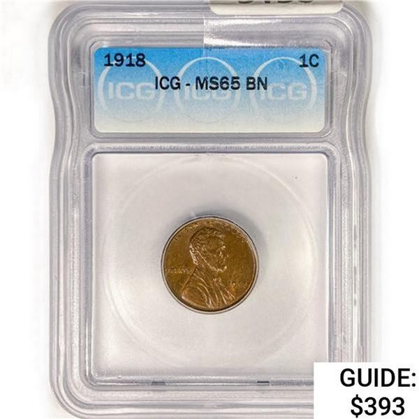 1918 Wheat Cent ICG MS65 BN