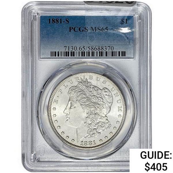 1881-S Morgan Silver Dollar  MS65