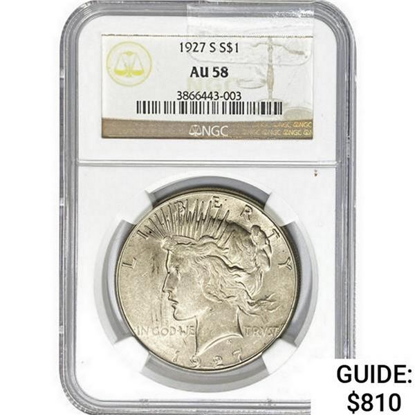 1927-S Silver Peace Dollar NGC AU58