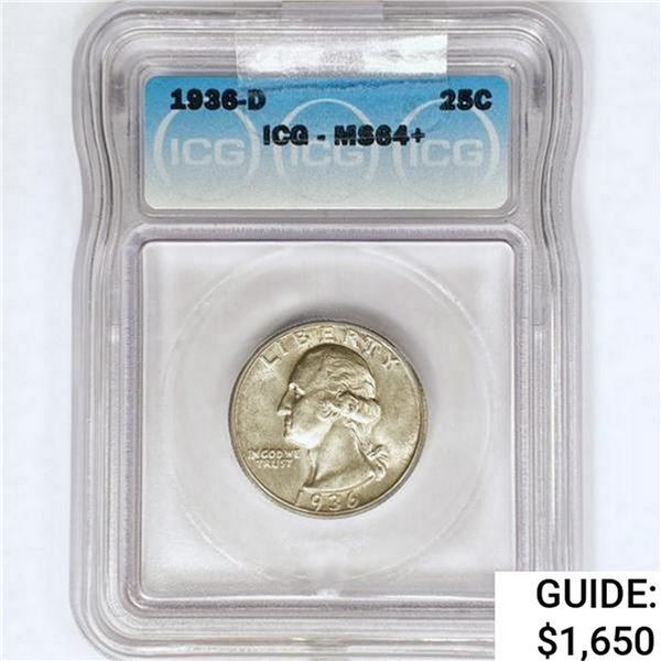 1936-D Washington Silver Quarter ICG MS64+