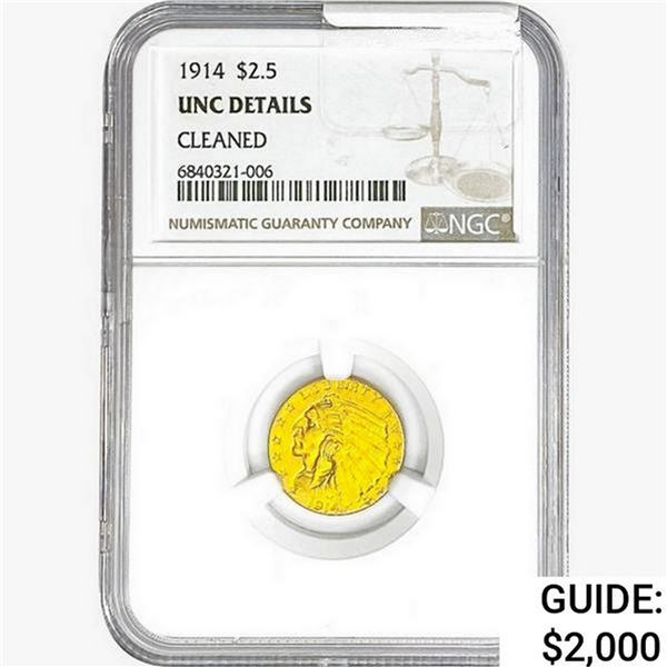 1914 $2.50 Gold Quarter Eagle NGC UNCDetails