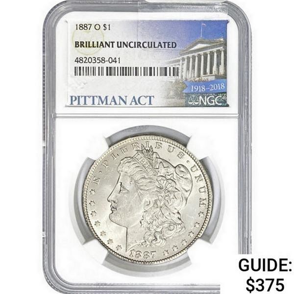 1887-O Morgan Silver Dollar NGC BRILLANTUNC