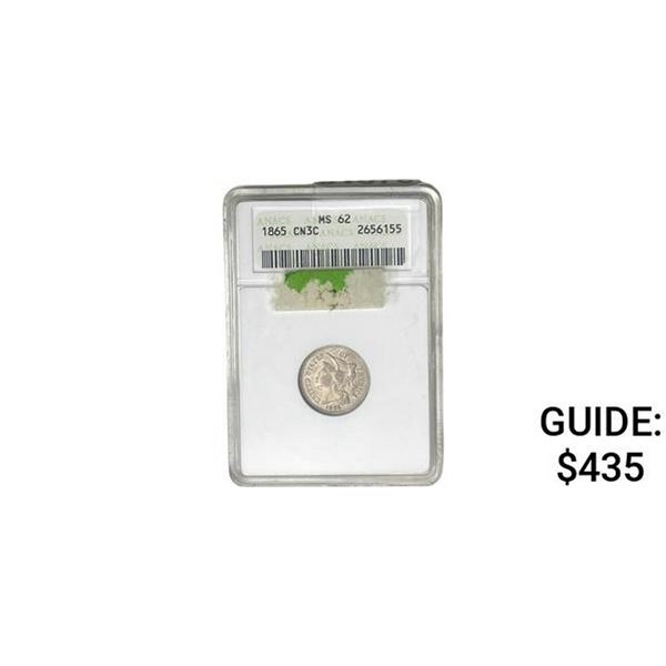 1865 Silver Three Cent  MS62