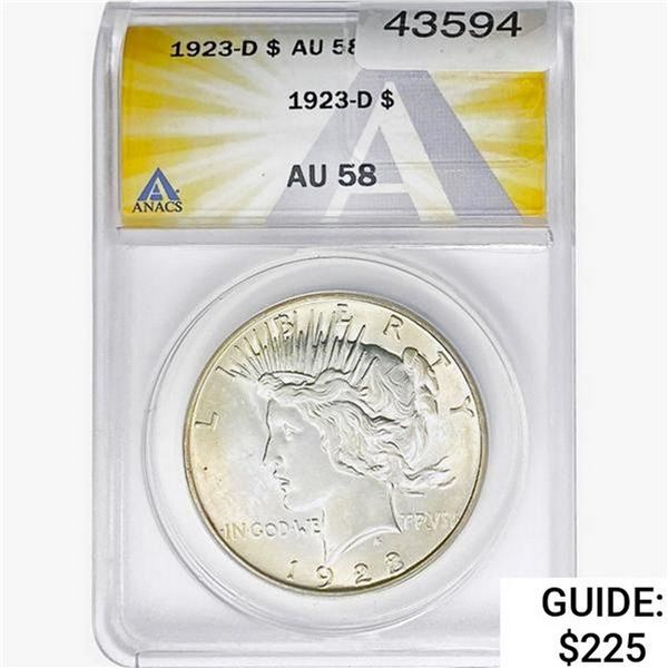 1923-D Silver Peace Dollar ANACS AU58
