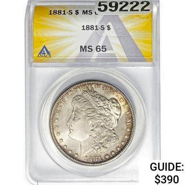 1881-S Morgan Silver Dollar ANACS MS65