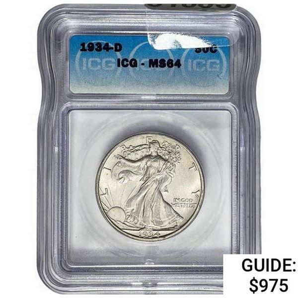 1934-D Walking Liberty Half Dollar  MS64