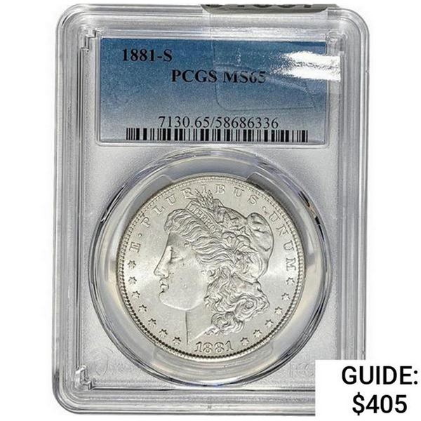 1881-S Morgan Silver Dollar  MS65