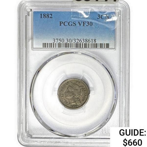 1882 Nickel Three Cent PCGS VF30
