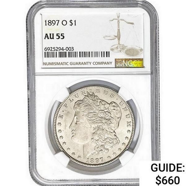 1897-O Morgan Silver Dollar NGC AU55