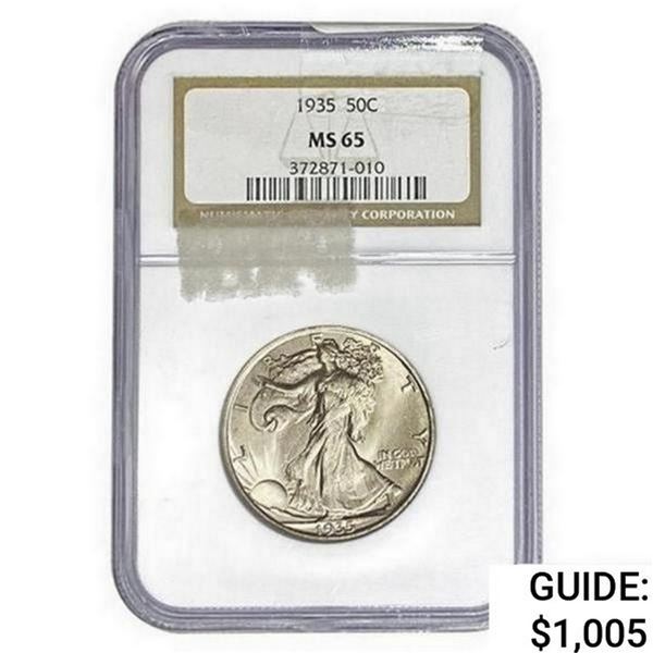 1935 Walking Liberty Half Dollar NGC MS65