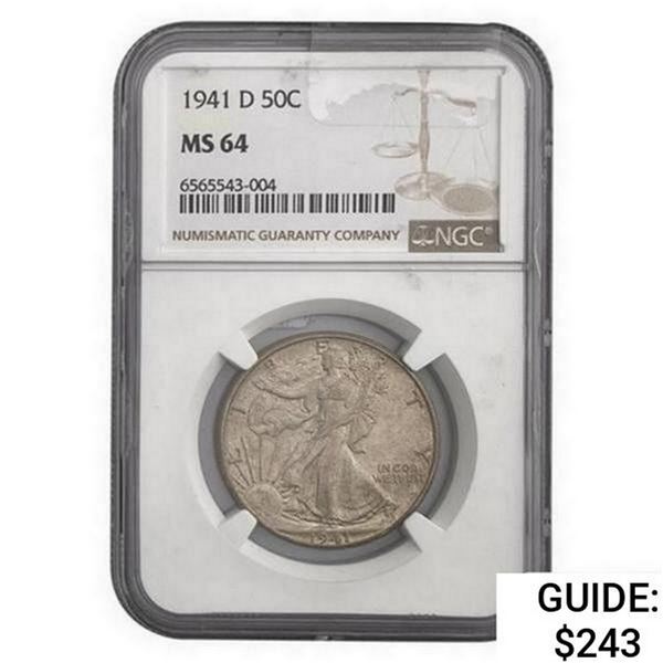 1941-D Walking Liberty Half Dollar NGC MS64