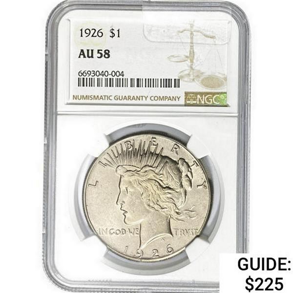1926 Silver Peace Dollar NGC AU58