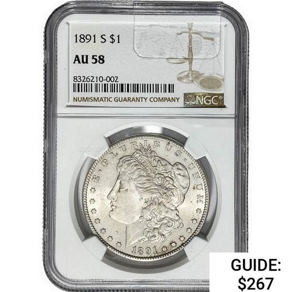1891-S Morgan Silver Dollar  AU58