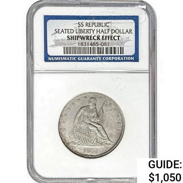 1861 Seated Liberty Half Dollar NGC SHIPWRECKEFFECT
