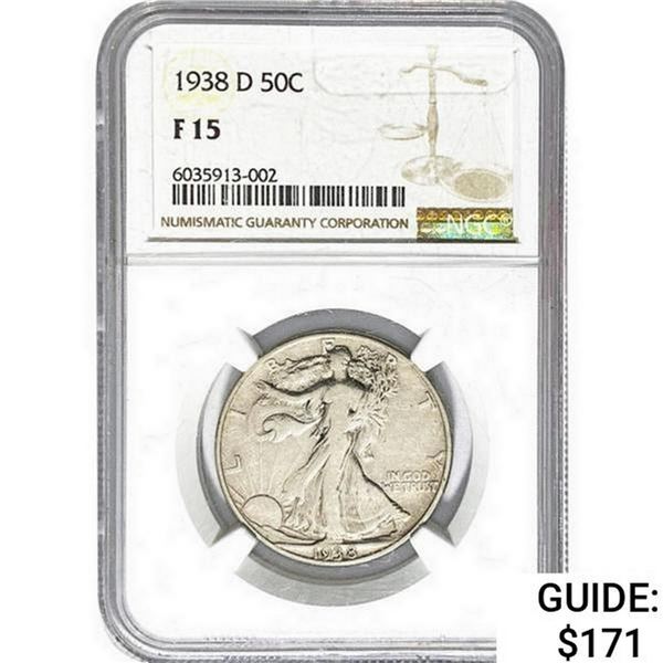 1938-D Walking Liberty Half Dollar NGC F15