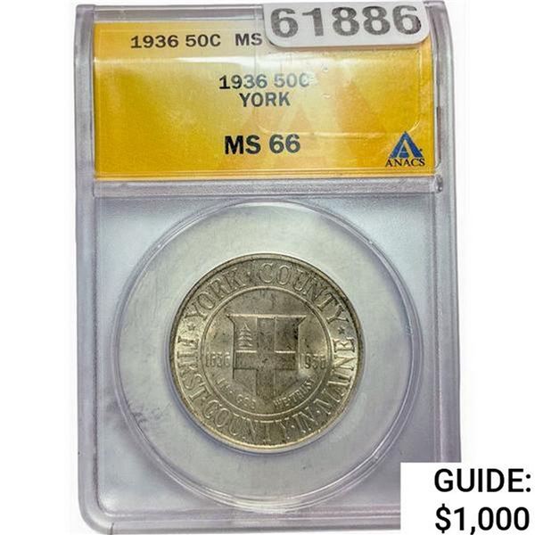 1936 York County Tercentenary Half Dollar  MS65