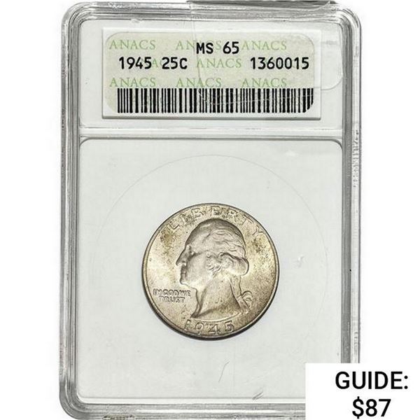 1945 Washington Silver Quarter  MS65
