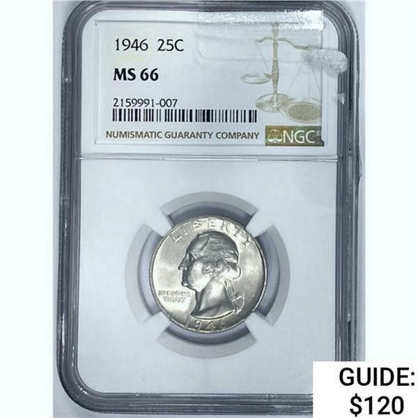 1946 Washington Silver Quarter  MS66