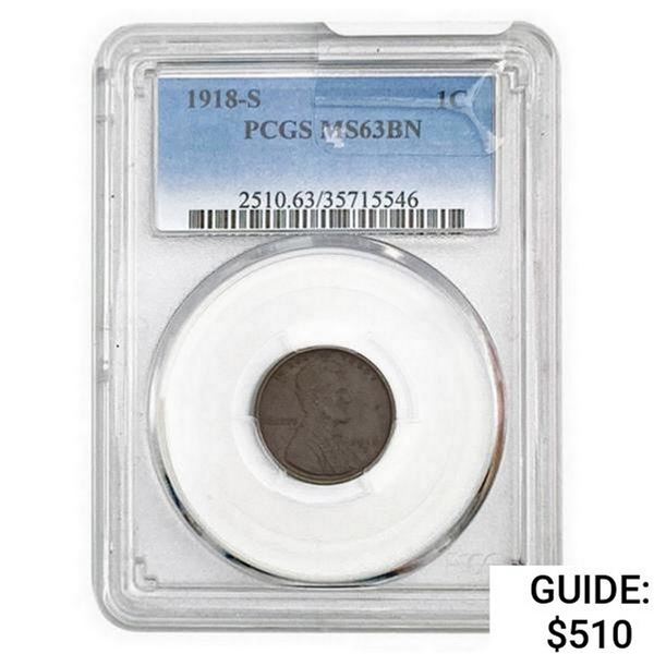 1918-S Wheat Cent PCGS MS63