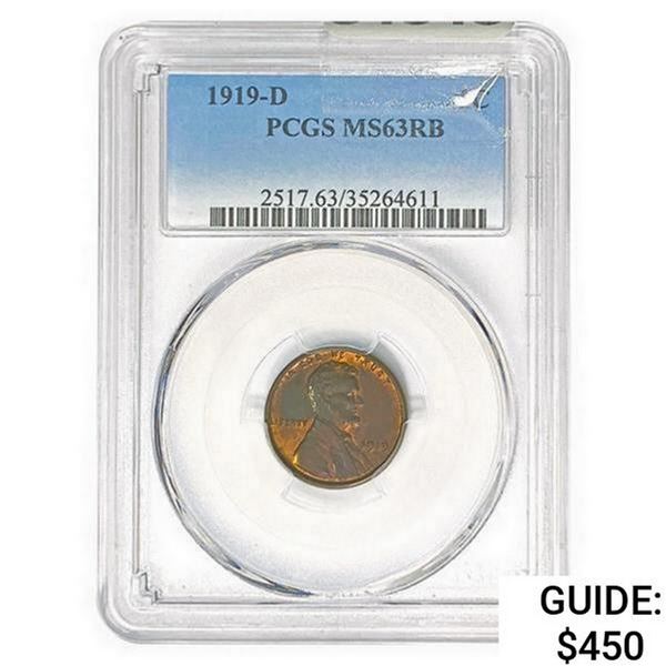 1919-D Wheat Cent PCGS MS63 RB