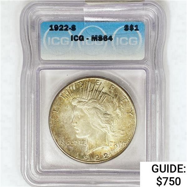1922-S Silver Peace Dollar ICG MS64