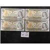 Image 1 : 4 Canadian 1 Dollar Bills 1973 with Consecutive Serial 