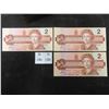 Image 1 : 3 Canadian 2 Dollar Bills 1986 Uncirculated with Consecutrive