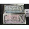 Image 1 : 2 Canadian 1954 Bills, 10 Dollar and 5 Dollars