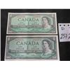 Image 1 : 2 Canadian 1954 1 Dollar Bills