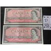 Image 1 : 2 Canadian 1954 2 Dollar Bills