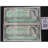 Image 1 : 2 Canadian 1 Dollar Bills 1867-1967 Crisp