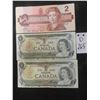 Image 1 : 3 Canadian Bills Crisp 2 1973 1 Dollar and 1 1986 2 Dollar