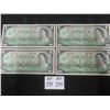 Image 1 : 4 Uncirculated 1967 Canada $1 Bills
