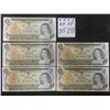 Image 1 : 5 Uncirculated 1973 $1 Bills W/Cons. S/N