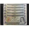 Image 6 : 5 Uncirculated 1973 $1 Bills W/Cons. S/N