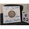 Image 1 : 1918 A Germany 1/2 Mark 90% Silver 