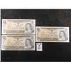 Image 1 : 3 Uncirculated Bank of Canada 1973 Dollar Consective Numbers