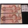 Image 1 : 2 Uncirculated 1986 $2 Bills with Coins S/N