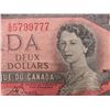 Image 2 : Nice 1954 Canada "Lucky" $2 Bill 5799777