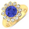 14KT Yellow Gold 2.02ctw Tanzanite and Diamond Ring