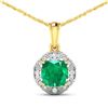 Image 1 : 14KT Yellow Gold 2.07ctw Zambian Emerald and Diamond Pendant