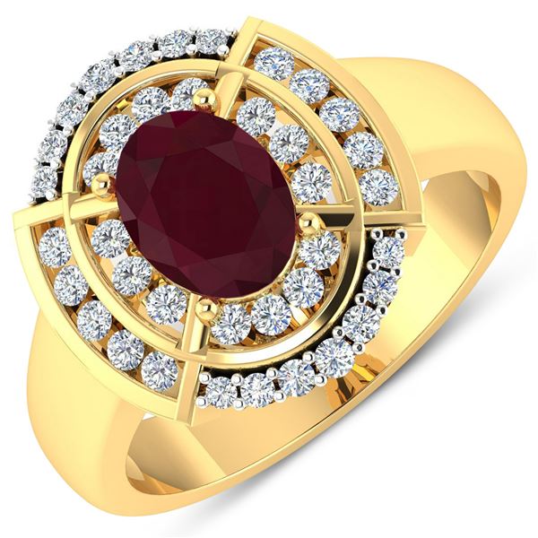 14KT Yellow Gold 1.5ct Ruby and Diamond Ring