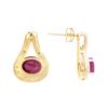 Image 2 : Plated 18KT Yellow Gold and Sterling Silver 2.55ctw Ruby and Diamond Earrings