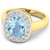 Image 2 : 14KT Yellow Gold 3ct Aquamarine and Diamond Ring