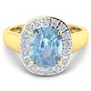 Image 3 : 14KT Yellow Gold 3ct Aquamarine and Diamond Ring