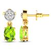 Image 4 : 14KT Yellow Gold 1.26ctw Peridot Topaz and Diamond Earrings