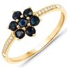 Image 2 : 10KT Yellow Gold 0.45ctw Blue Sapphire and White Diamond Ring