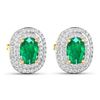 Image 3 : 14KT Yellow Gold 1.12ctw Zambian Emerald and Diamond Earrings