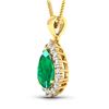 Image 2 : 14KT Yellow Gold 2.85ctw Zambian Emerald and Diamond Pendant